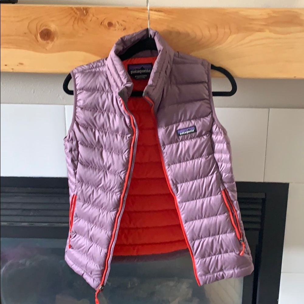 Patagonia light purple vest.